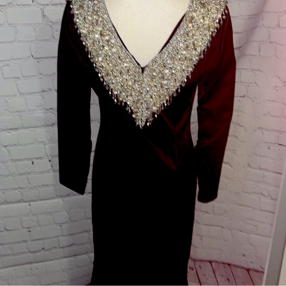 Vintage 1960’s Jack Bryan by Dupuis Black Crystal Embellished Gown
